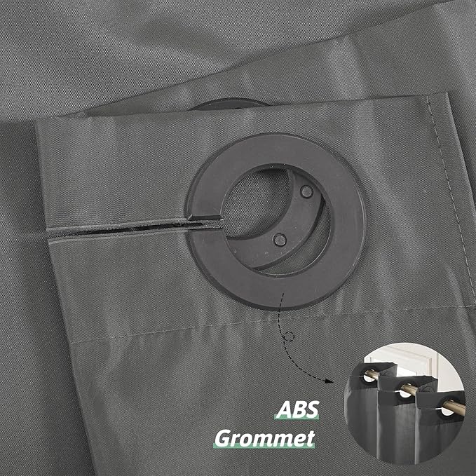 Furlinic No Hook Extra Wide Shower Curtain,Polyester Fabric Shower Curtain Liner with 14 Plastic Split Grommets,Hotel Style Machine Washable & Waterproof Curtains for Bathroom,Dark Grey 108x72 Inch