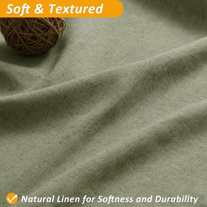 Extra Long Linen Shower Curtain 84 Inches Sage Green Double Layer | 7ft,Curtains with Hook, Snap in Liner, Water Repellent, Neutral Farmhouse, Neutral Bath Decor, 1 Panel, 72x84