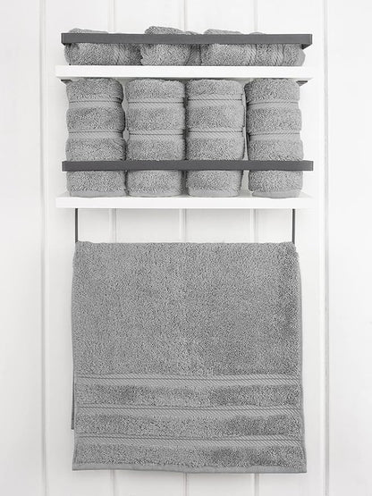 American Soft Linen Luxury Hand Towels for Bathroom, 600 GSM Heawy Weight 16x28 Size 100% Cotton Turkish 4 Piece Hand Face Towel Set, Light Grey Hand Towels
