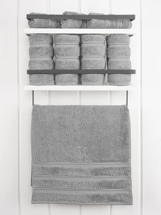 American Soft Linen Luxury Hand Towels for Bathroom, 600 GSM Heawy Weight 16x28 Size 100% Cotton Turkish 4 Piece Hand Face Towel Set, Light Grey Hand Towels