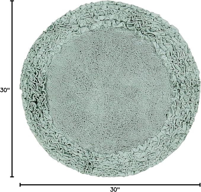 Better Trends Premium Bathroom 30” Round Mat 100% Cotton, Water Absorbent Non-Slip Backing, Machine Washable for Bathroom, Tub, and Shower Use, Sage Shaggy Border Collection