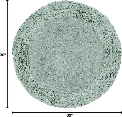 Better Trends Premium Bathroom 30” Round Mat 100% Cotton, Water Absorbent Non-Slip Backing, Machine Washable for Bathroom, Tub, and Shower Use, Sage Shaggy Border Collection