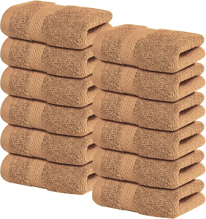 Infinitee Xclusives 100% Cotton Luxury Wash Cloths for Showering - 12 Pack | Washcloths [13x13] - Soft and Absorbent Face Towels for Bathroom Wash Clothes - Gym, Spa & Hotel Use