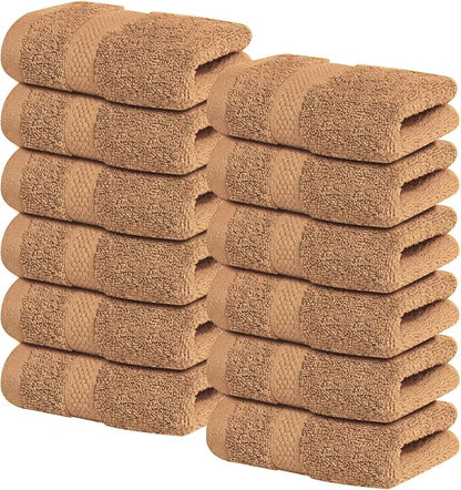 Infinitee Xclusives 100% Cotton Luxury Wash Cloths for Showering - 12 Pack | Washcloths [13x13] - Soft and Absorbent Face Towels for Bathroom Wash Clothes - Gym, Spa & Hotel Use