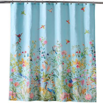 Maison d' Hermine Shower Curtain 100% Cotton One Panel 70"x72" Washable Fabric Shower Curtains for Bathroom, Easy Hanging with 12 Button Holes - Home Hotel Spa Easter Gifts (Paradisio)