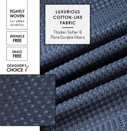 Clara Clark Navy Blue Shower Curtain - Hotel Quality Waffle Fabric Bath Curtain 72x72, Heavy Duty Waterproof Shower Curtains for Bathroom