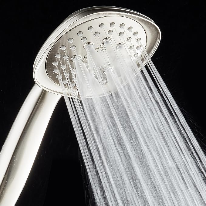 AquaDance, Satin Nickel Luxury Square 6-setting High-Pressure Hand Extra-Long 72" Stainless Steel Hose, Bracket, Solid Brass Fittings, Finish. Premium Handheld Shower Head from Top American