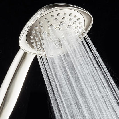 AquaDance, Satin Nickel Luxury Square 6-setting High-Pressure Hand Extra-Long 72" Stainless Steel Hose, Bracket, Solid Brass Fittings, Finish. Premium Handheld Shower Head from Top American