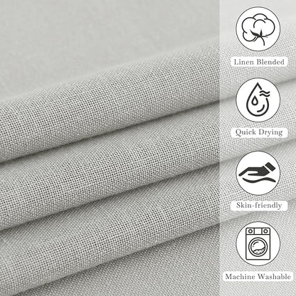 KGORGE Linen Blend Semi-Sheer Shower Curtains Grey for Bathroom | Lightweight Waterproof Fabric for Bathtub, Privacy Assured, Hooks Included, Button Hole, W72 x L90