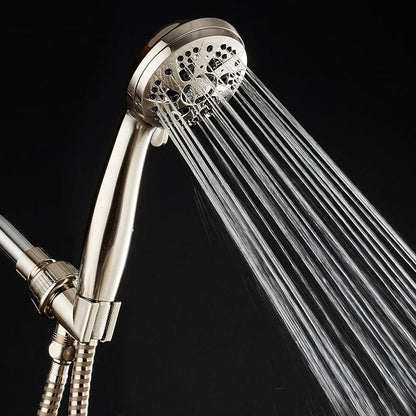 AquaDance High Pressure 6-Setting Hand Held Shower Head with Extra-Long 6 Foot Hose & Bracket – Anti-Clog Nozzles - USA Standard Certified - Top U.S. Brand - ALL BRUSHED NICKEL