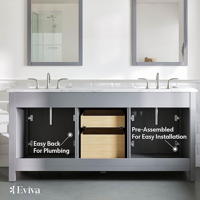 Artemis 60 in. Gray Double Sink Bath Vanity with Engineered Top and Undermount Porcelain Sinks