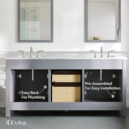 Artemis 60 in. Gray Double Sink Bath Vanity with Engineered Top and Undermount Porcelain Sinks