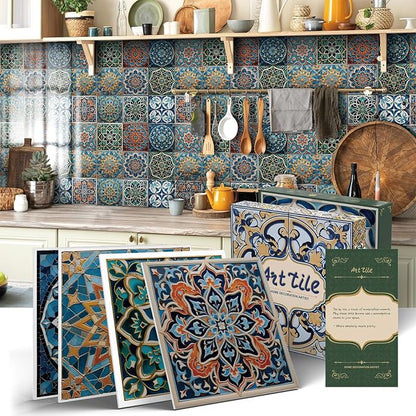 6x6 in Wall Tile Decals Stick on Backsplash for Kitchen,12Pcs | 1.6mm-Thick FOAM+PE Tile Stickers,Self-adhesive Tiles Bathroom,Cabinets,RVs