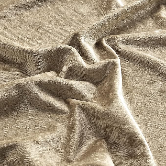 Fredsure Distressed Velvet Shower Curtain Set, 13 Pieces Khaki Including 1 Piece 72"x72" Shower Curtain and 12 Pieces Silver Hooks