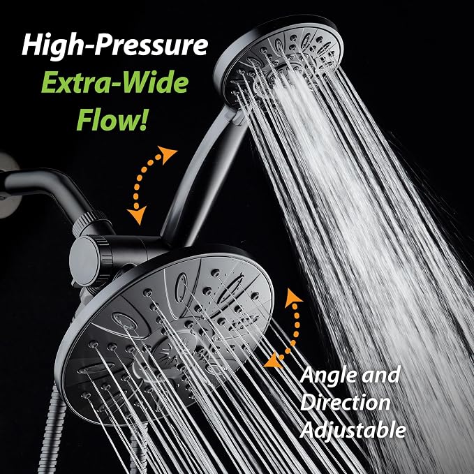 AquaDance 7" Premium High Pressure 3-way Rain & Handheld Shower Head Combo | Enjoy Luxury 7-inch Showerhead & 6-mode Hand Shower Separately or Together! Premium Stainless Steel Hose - Black