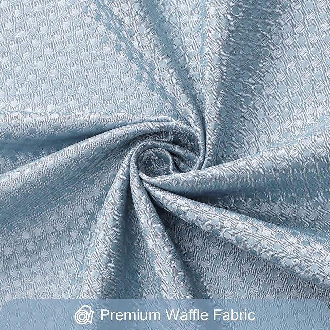 3 in 1 Fog Blue Shower Curtain with PEVA Liner, 12 Hooks, 72x72 | Luxury Weighted Fabric Shower Curtain Set, 12 Stainless Steel Double-Sided Hooks, Water Repellent, Bathroom Decor