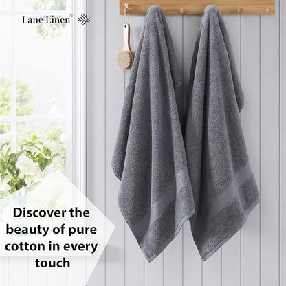 LANE LINEN Bath Sheet Quick Dry 100% Cotton 2 Pack Soft - Cool Grey | Towels For Dorm - Densely Woven, Coordinated Colors, Everyday Durability, OEKO-TEX Certified, Ring-Spun Durability