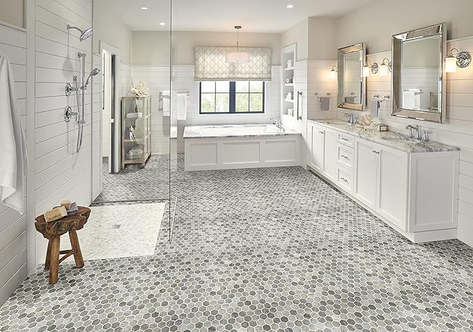 MSI Stonella Hexagon Textured Glass Mesh-Mounted Mosaic Tile for Bathroom, Kitchen Backsplash, Accent Wall Tile, and Shower Wall Tile