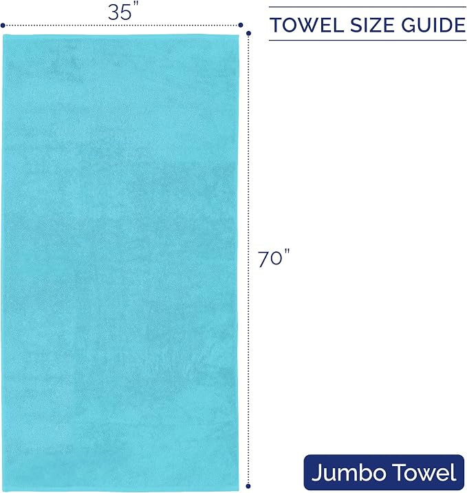Elegant Comfort Premium Turkish Cotton 1 Piece Jumbo Bath Towel - 35 x 70 inch, Luxurious Hotel Spa Quality 100% Turkish Cotton Large Bath Towel - Highly Absorbent - Soft Bathroom Towel, Aqua