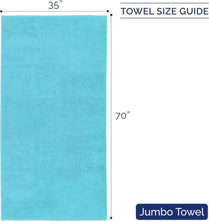 Elegant Comfort Premium Turkish Cotton 1 Piece Jumbo Bath Towel - 35 x 70 inch, Luxurious Hotel Spa Quality 100% Turkish Cotton Large Bath Towel - Highly Absorbent - Soft Bathroom Towel, Aqua