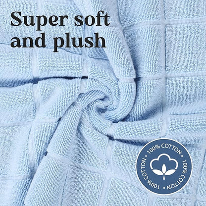 Superior 100% Cotton Bathmat Set, Bath Mats, Bathroom Decor, Shower, Bathtub Essentials, Home Accessories, Small Washable Rug, No Backing, Heavyweight, Nora Collection, Set of 2, 22" x 35", Light Blue