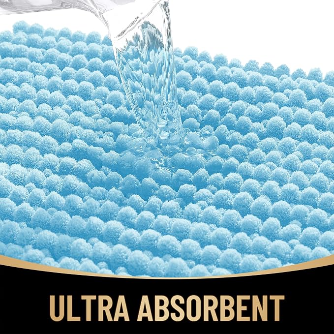 OLANLY Thick Chenille Bathroom Runner Rugs Mats 44x24, Sky Blue | Soft Absorbent Bath Rugs, Rubber Backing, Machine Wash Dry, Bath Mats for Bathroom, Tub and Shower, Home Decor Accessories