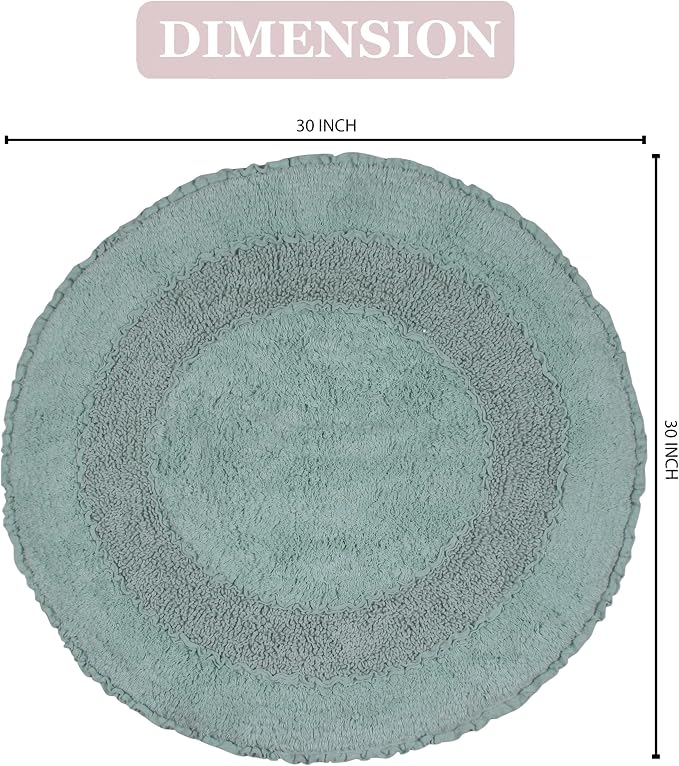 Home Weavers Radiant Collection 100% Cotton Bathroom Rugs Set, Bathroom Décor, Washable Rug, Extra Soft and Absorbent Bath Rug, Kitchen Mat, Bath Mat Set, Bath Floor Mat Non Slip, 30" Round, Blue