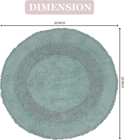 Home Weavers Radiant Collection 100% Cotton Bathroom Rugs Set, Bathroom Décor, Washable Rug, Extra Soft and Absorbent Bath Rug, Kitchen Mat, Bath Mat Set, Bath Floor Mat Non Slip, 30" Round, Blue