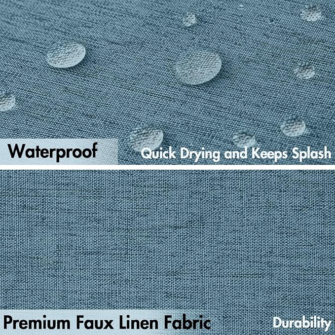 MIULEE Linen Fabric Shower Curtain Moonlight Blue W72*L72 12 Metal Hooks | Washable, Modern, Heavy Duty, Shower Curtain Set, Waterproof Thick Cloth Shower Curtains, Bathroom Bathtub