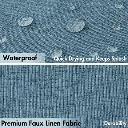 MIULEE Linen Fabric Shower Curtain Moonlight Blue W72*L72 12 Metal Hooks | Washable, Modern, Heavy Duty, Shower Curtain Set, Waterproof Thick Cloth Shower Curtains, Bathroom Bathtub