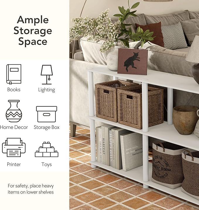 Homes: Inside + Out Apexa Modern 5-Cube Ladder Shelving Units, Collectibles Display Shelves, Easy Assembly Standing Shelf, Home Storage Organizer for Living Room, Bedroom, Office, White