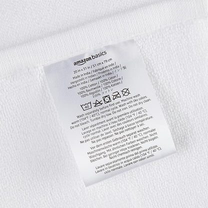 Amazon Basics Non-Slip Cotton Bath Mat, 100% Cotton Absorbent, Machine Washable, 31" L x 20" W, Bright White