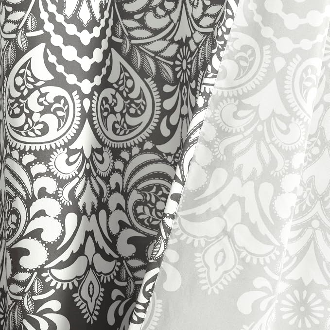 Lush Decor Boho Medallion Shower Curtain Single 72" W x 72" L Dark Gray - Boho Shower Curtains for Bathroom Decor - Gray Bathroom Curtain