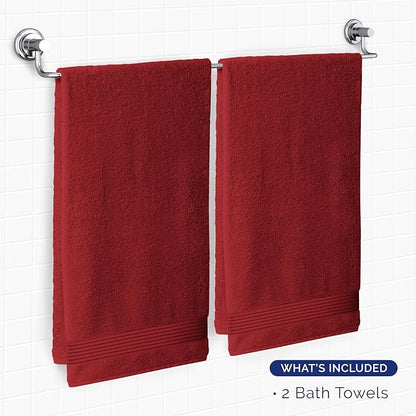 Elegant Comfort Premium Turkish Cotton 2 Pack Bath Towel Set - 27 x 54 inch, Luxurious Hotel Spa Quality 100% Turkish Cotton 2PC Bath Towel Set - Highly Absorbent - Soft Bathroom Towels, Burgundy