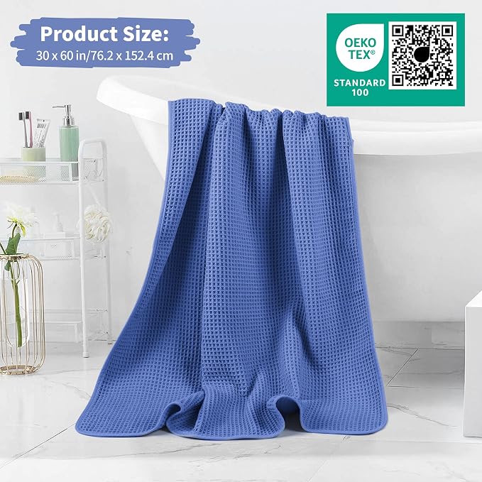 MICROFI New Microfiber Waffle Bath Towels, 2 Pieces, Soft, Absorbent, Fast Drying, Lint Free 430 GSM (30''x60''/76cm x 152cm)