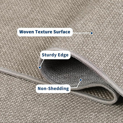 Garvee Large Washable Rug 9x12 Modern Solid Rugs for Living Room Taupe | Non Slip Woven Textured Bedroom Rug Ultra-Thin Non-Shedding Farmhouse Carpet Neutral Foldable Throw Rugs for Bedroom Office