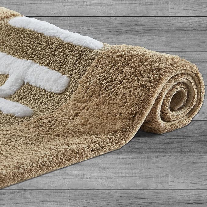 Creative Home Ideas Cotton 2-Piece Bath Rug Set - Soft Cotton Bath Mat - Bathroom Decor - Water Absorbent and Machine Washable - Measures 20"x32" - "His & Hers" - Linen