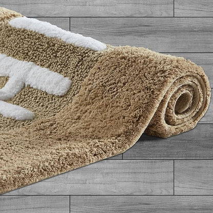 Creative Home Ideas Cotton 2-Piece Bath Rug Set - Soft Cotton Bath Mat - Bathroom Decor - Water Absorbent and Machine Washable - Measures 20"x32" - "His & Hers" - Linen
