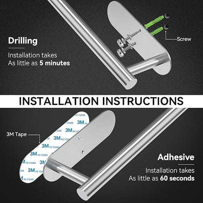 Auxmir No Drilling Self Adhesive Toilet Paper Holder, Premium Rustproof SUS304 Stainless Steel Roll Holder Wall Mount Tissue Holder for Bathroom Kitchen Washroom, Paper Towel Holder-Silver