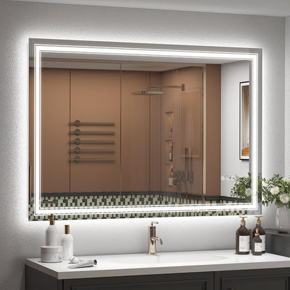 44x30 LED Bathroom Mirror | Dimmable, Backlit and Front Lighted Vanity Mirror, Anti-Fog, Shatterproof, Memory, ETL Listed (Horizontal/Vertical)