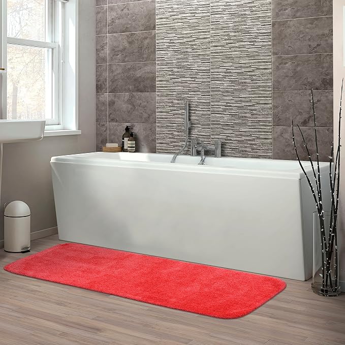 Garland Rug 22"x60" Traditional Plush Nylon Rectangle Bath Rug, Pink Hibiscus