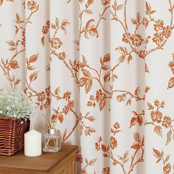 MitoVilla Extra Long Cotton Floral Shower Curtain for Bathroom,72 x 84 | Extra Long BoHo Cottagecore Spring Shower Curtains, Modern Farmhouse Country Plant Leaves Bathroom Décor, 72 x 84