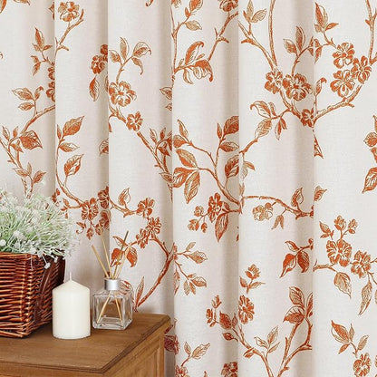 MitoVilla Extra Long Cotton Floral Shower Curtain for Bathroom,72 x 84 | Extra Long BoHo Cottagecore Spring Shower Curtains, Modern Farmhouse Country Plant Leaves Bathroom Décor, 72 x 84