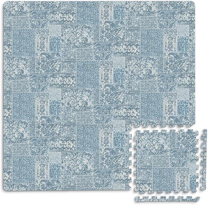 FloorPops Blue Mercado Interlocking Floor Tiles, FP3597
