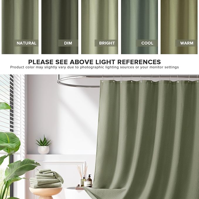 Madison Park Arbor Waffle Stall Shower Curtain, 36 x 72, Sage Green Solid | Adds Privacy, Machine Washable, Farmhouse, OEKO-TEX Certified Bathroom Curtain, 3M Scotchgard Moisture Management