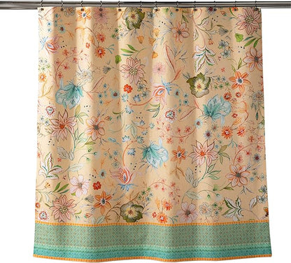 Maison d' Hermine Shower Curtain 100% Cotton One Panel 70"x72" Washable Fabric Shower Curtains for Bathroom, Easy Hanging with 12 Button Holes - Home Hotel Easter Gifts (Luxury Loft - Peach)