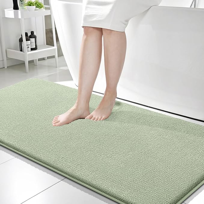OLANLY Memory Foam Bathroom Runner Rugs 59x24, Long Bath Mats, Sage Green | Soft Quick Dry Bath Rugs, Non-Slip, Absorbent Machine Washable Mat for Bathroom Floor, Tub and Shower, Home Decor Accessories