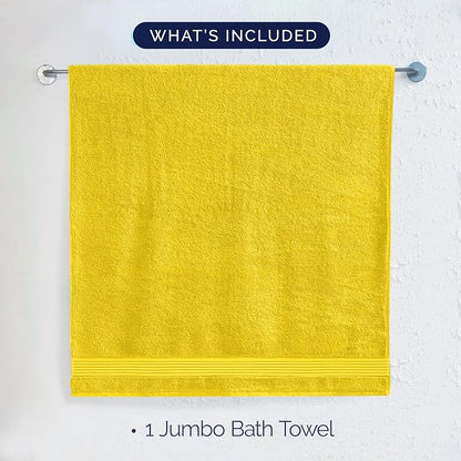 Elegant Comfort Premium Turkish Cotton 1 Piece Jumbo Bath Towel - 35 x 70 inch, Luxurious Hotel Spa Quality 100% Turkish Cotton Large Bath Towel - Highly Absorbent - Soft Bathroom Towel, Yellow