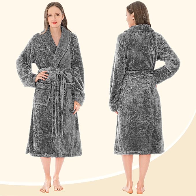 PAVILIA Premium Womens Plush Soft Robe Fluffy, Warm, Fleece Sherpa Shaggy Bathrobe