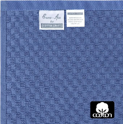 COTTON CRAFT Hooded Bath Towel for Adults – 100% Cotton Waffle Weave Towel | Oversized 35 x 70 inches Ringspun Terry Bath Sheet Wrap with a hood - Soft Super Absorbent Quick Dry – 450 GSM – Blue